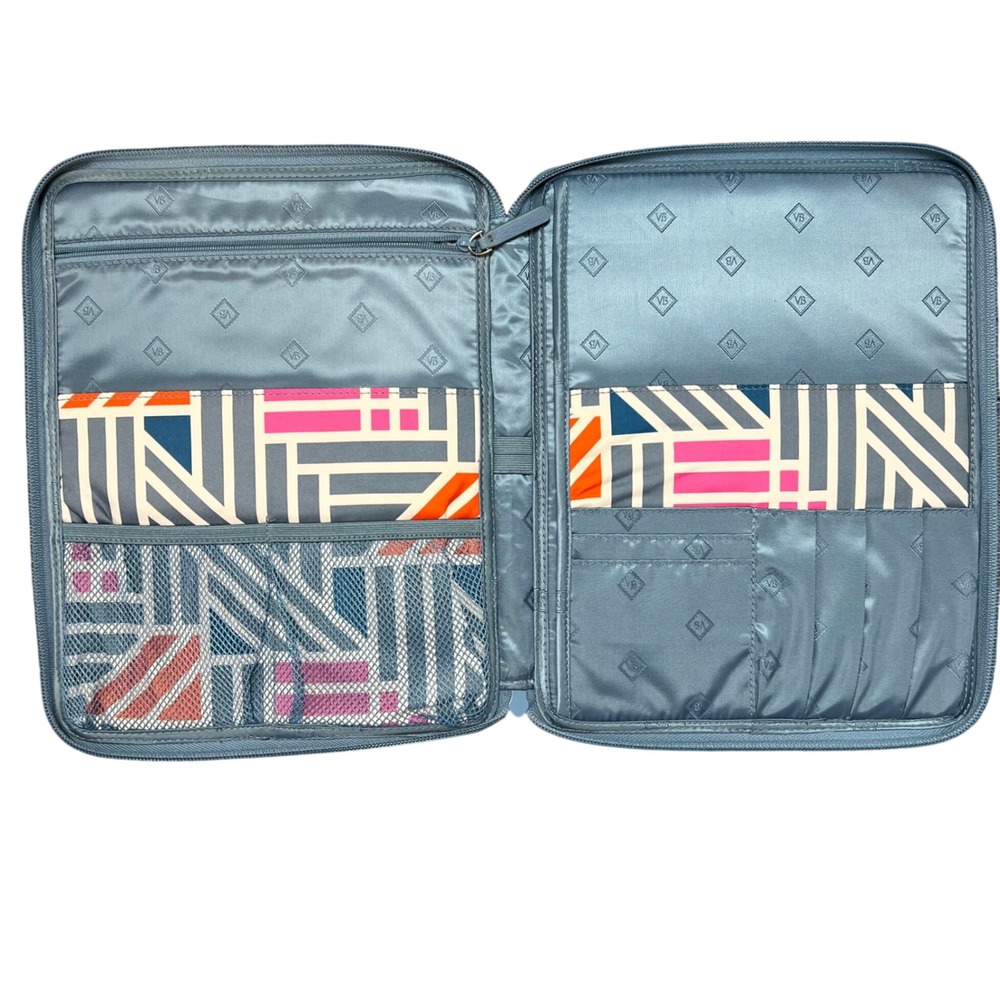 Vera Bradley Pueblo Quilted Zip Around Tech Organizer Portfolio Case Blue Multi - Picture 3 of 13